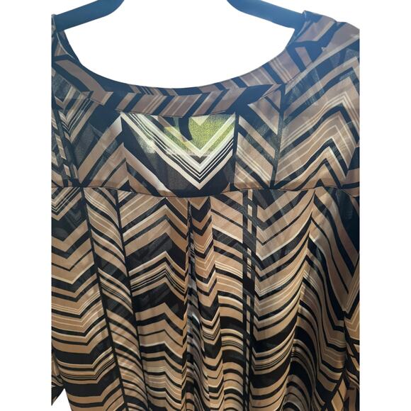 Cato Black/tan Chevron Print Tunic Plus Size Stylish Women's Top Size 22/24W - Picture 6 of 8